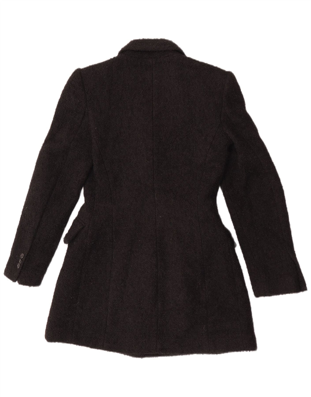 Zara Womens Longline Double Breasted Blazer Jacket UK 10 Small Black