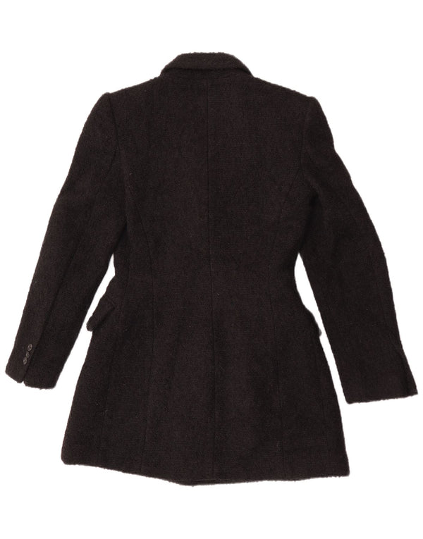 Zara Womens Longline Double Breasted Blazer Jacket UK 10 Small Black