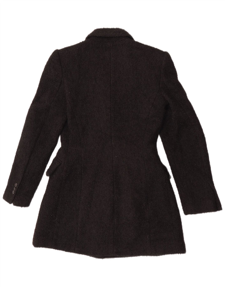 Zara Womens Longline Double Breasted Blazer Jacket UK 10 Small Black