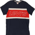 LEVI'S Mens Graphic T-Shirt Top Medium Navy Blue Colourblock Cotton Vintage Levi's and Second-Hand Levi's from Messina Hembry 