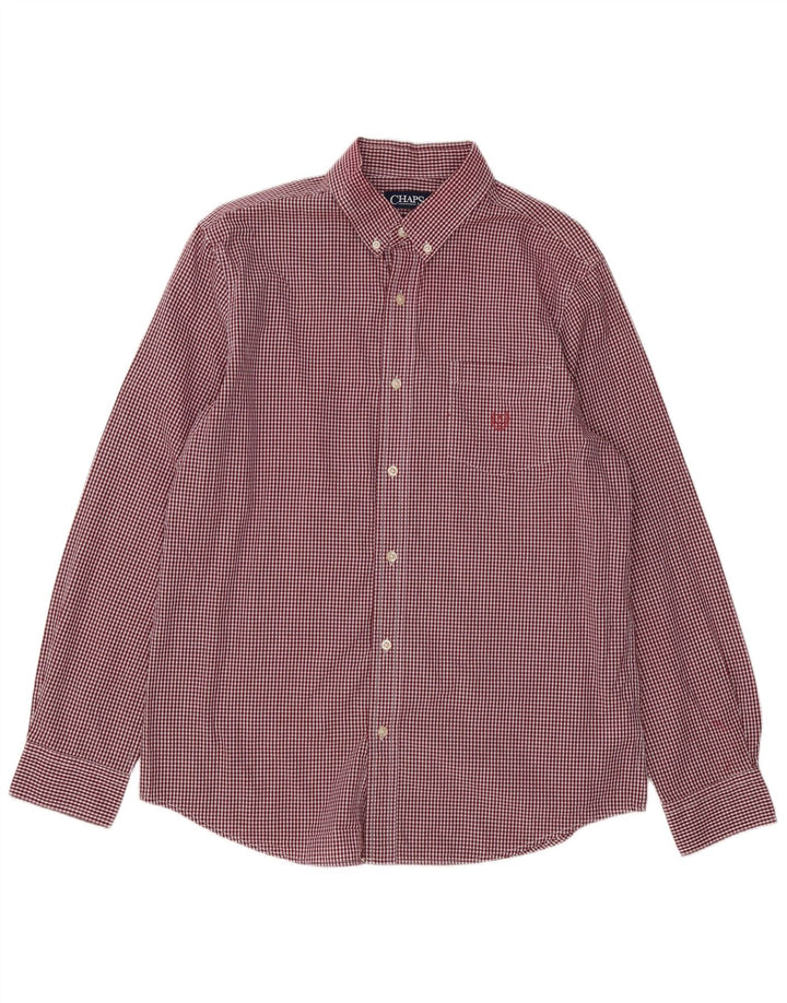 Chaps Mens Custom Fit Shirt Large Red Gingham Cotton