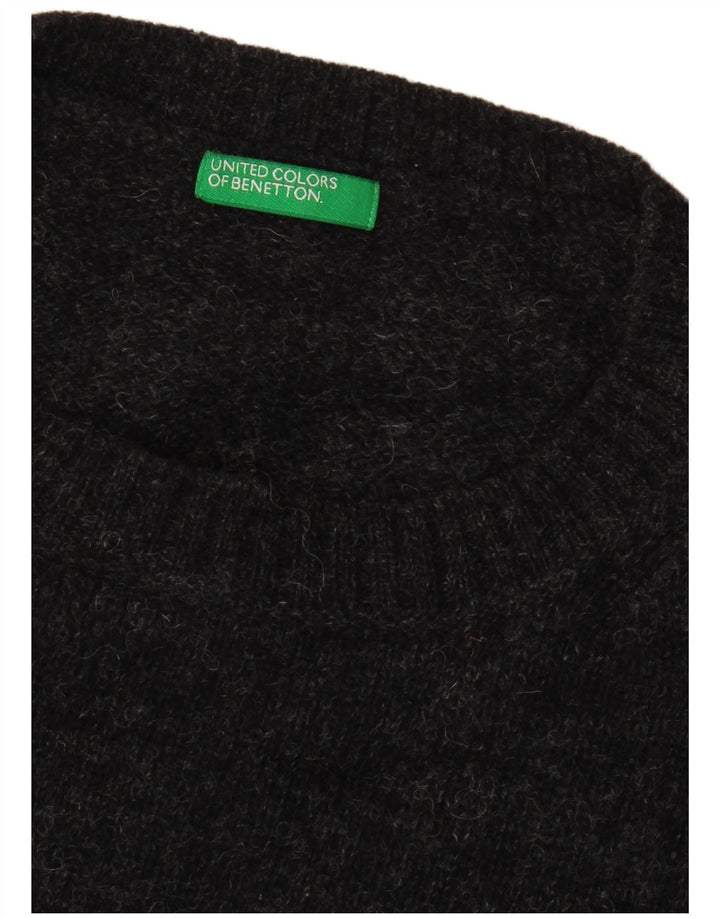 Benetton Mens Crew Neck Jumper Sweater XL Grey Flecked