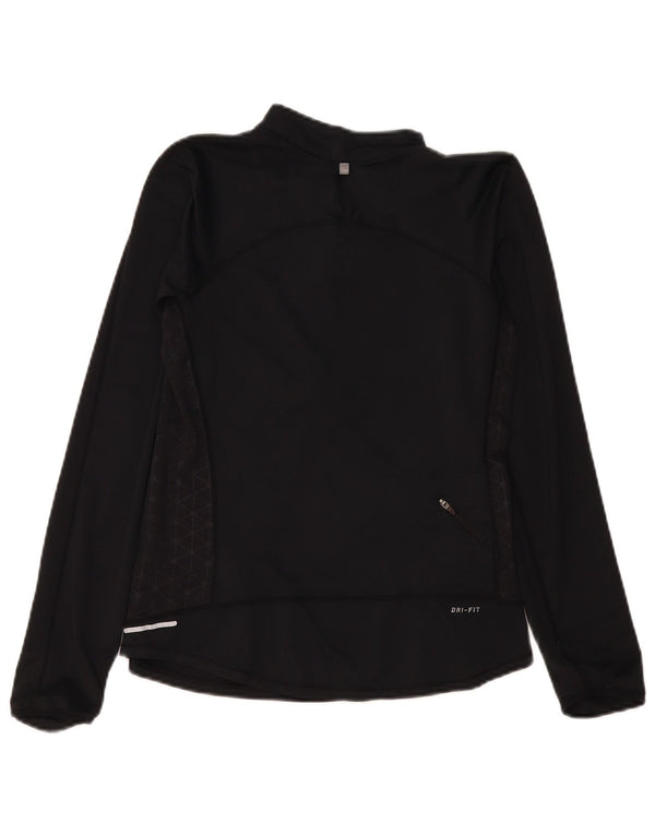 Nike Womens Dri Fit Zip Neck Pullover Tracksuit Top UK 12 Medium Black