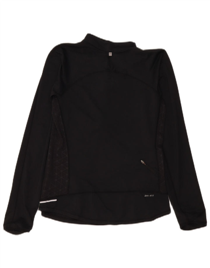 Nike Womens Dri Fit Zip Neck Pullover Tracksuit Top UK 12 Medium Black