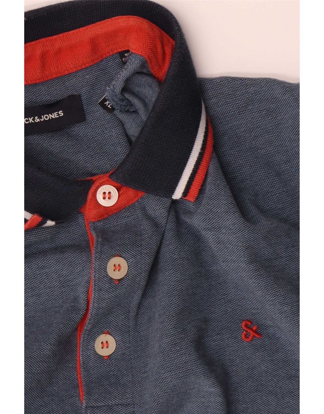 Jack & Jones Mens Polo Shirt XL Navy Blue Cotton