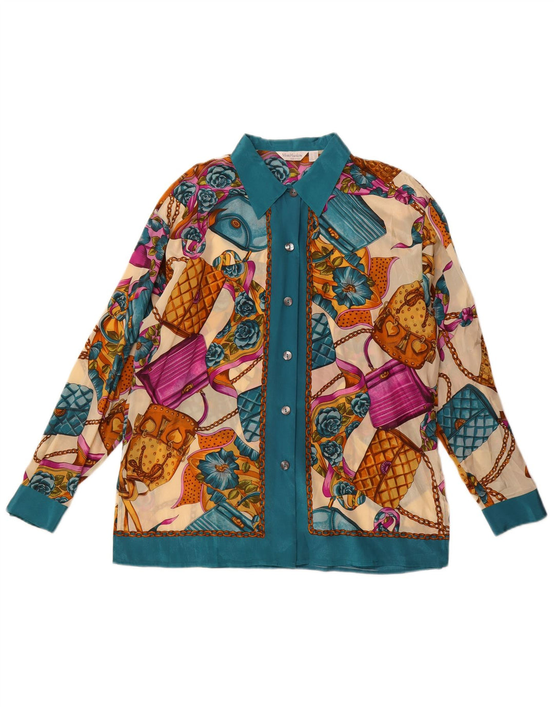 Vintage Womens Abstract Pattern Shirt Blouse UK 14 Large Multicoloured