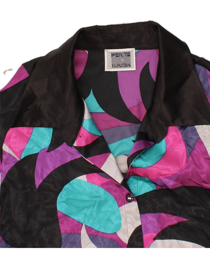 PERTE BY KRIZIA Womens Abstract Pattern Shirt Blouse UK 18 XL Black Vintage Perte by Krizia and Second-Hand Perte by Krizia from Messina Hembry 