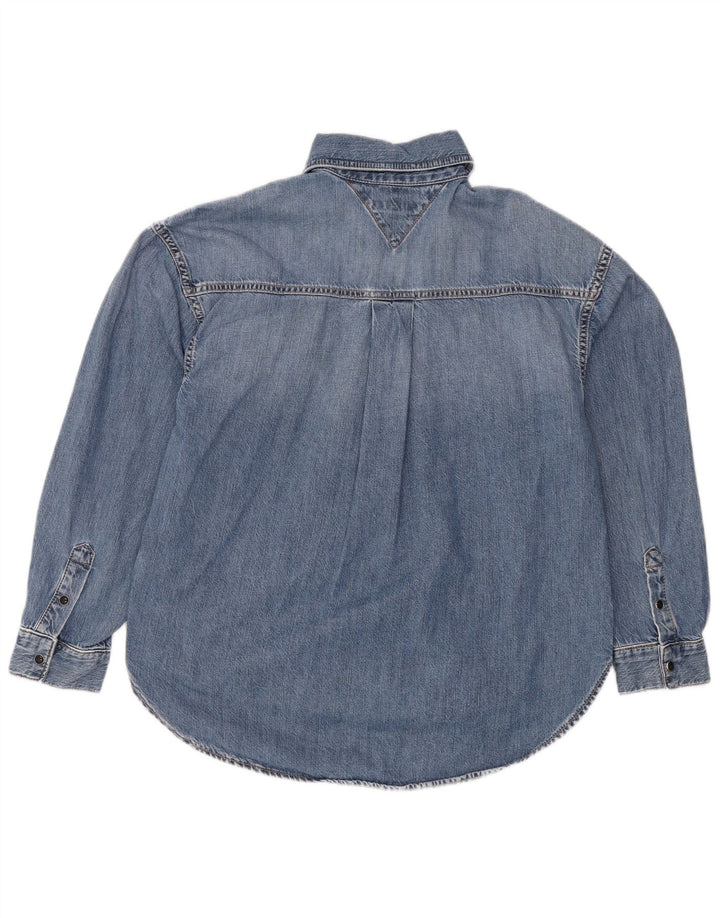 TOMMY HILFIGER Womens Oversized Denim Shirt UK 8 Small Blue Cotton