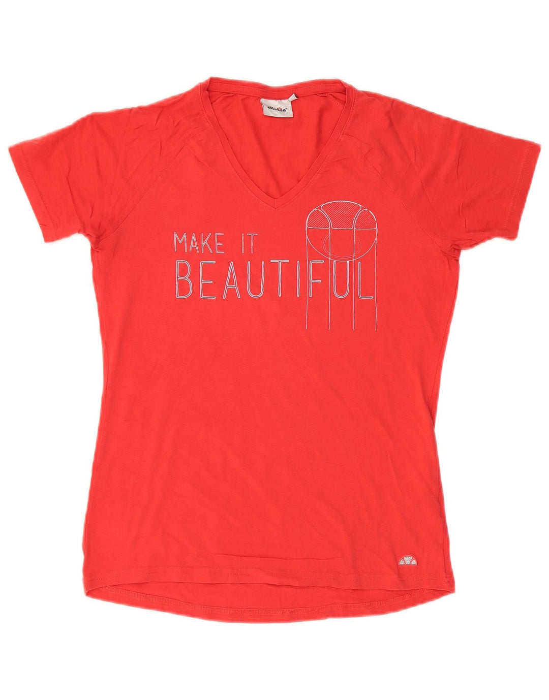 Ellesse Womens Graphic T-Shirt Top UK 14 Large Red Cotton