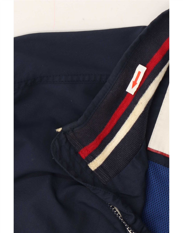 Tommy Hilfiger Mens Bomber Jacket UK 38 Medium Navy Blue Striped Polyamide