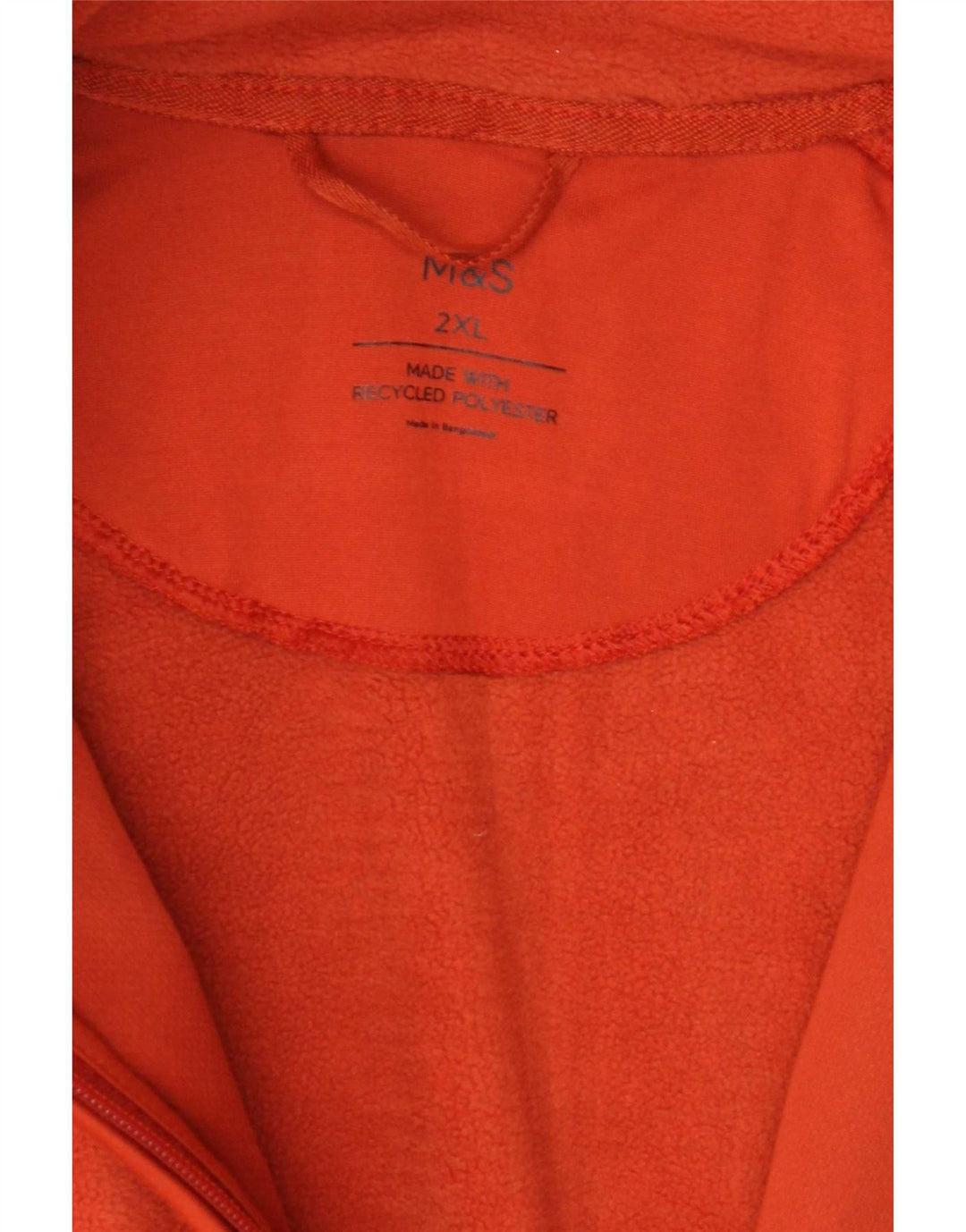 Marks & Spencer Mens Fleece Jacket UK 44 2XL Orange Polyester