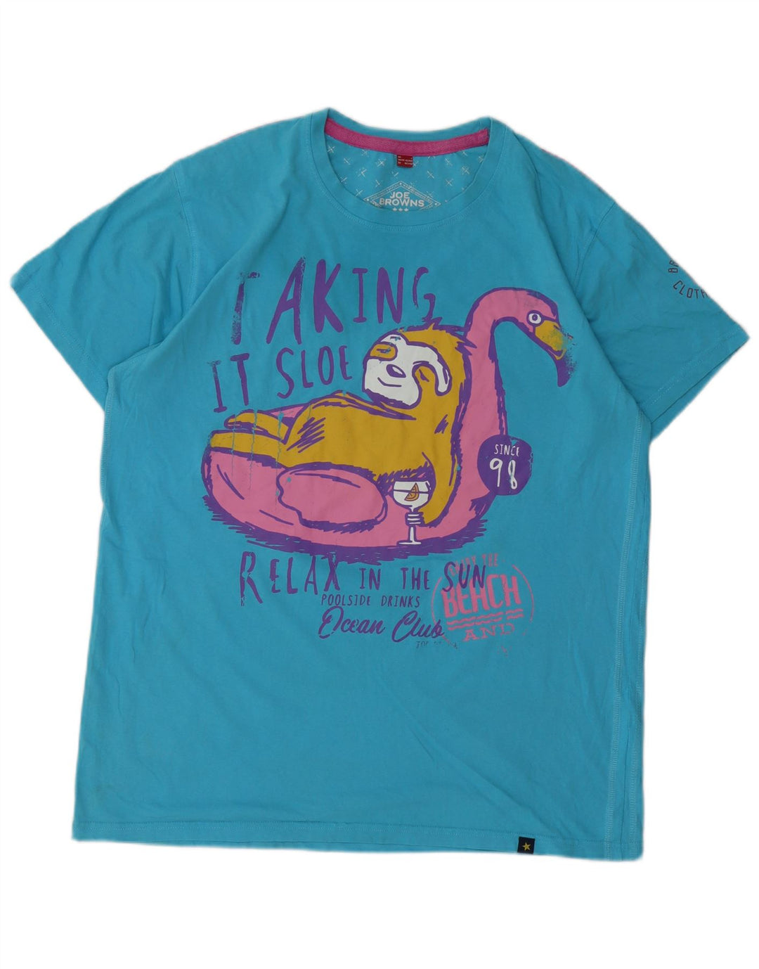 JOE BROWNS Mens Graphic T-Shirt Top Large Blue Cotton