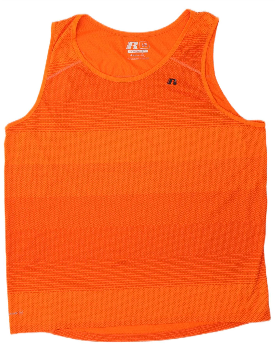 Russell Athletic Mens Vest Top UK 42/44 Large Orange Striped Polyester