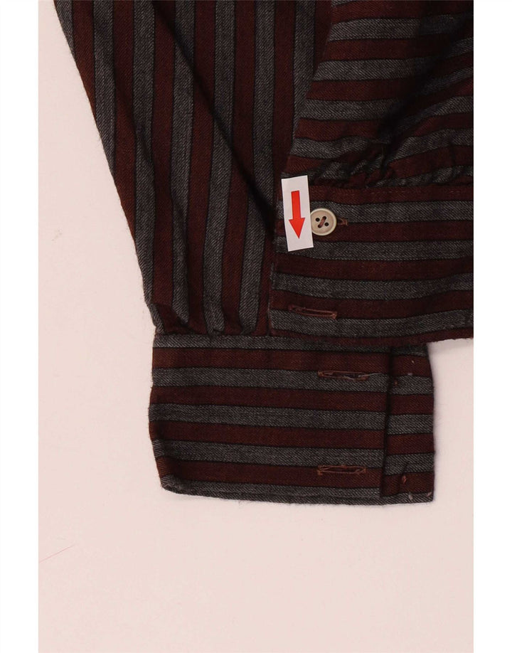 Vintage Womens Blouse Top IT 40 Small Brown Striped