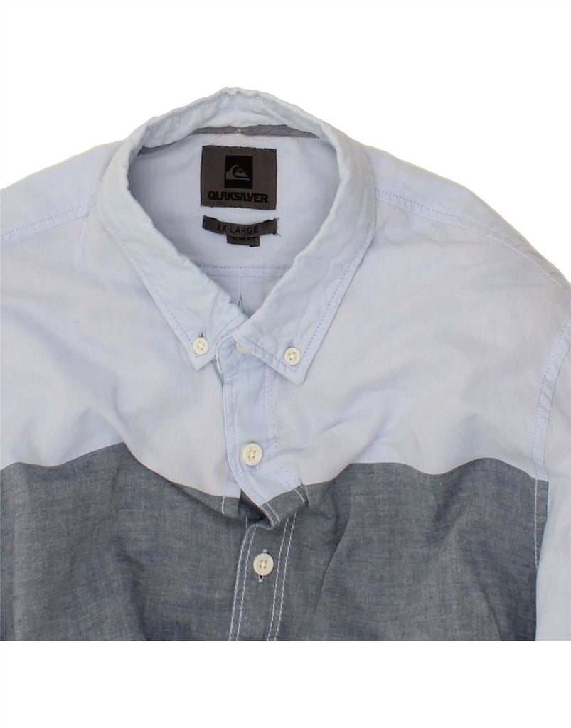 QUIKSILVER Mens Slim Fit Shirt 2XL Blue Colourblock Vintage Quiksilver and Second-Hand Quiksilver from Messina Hembry 