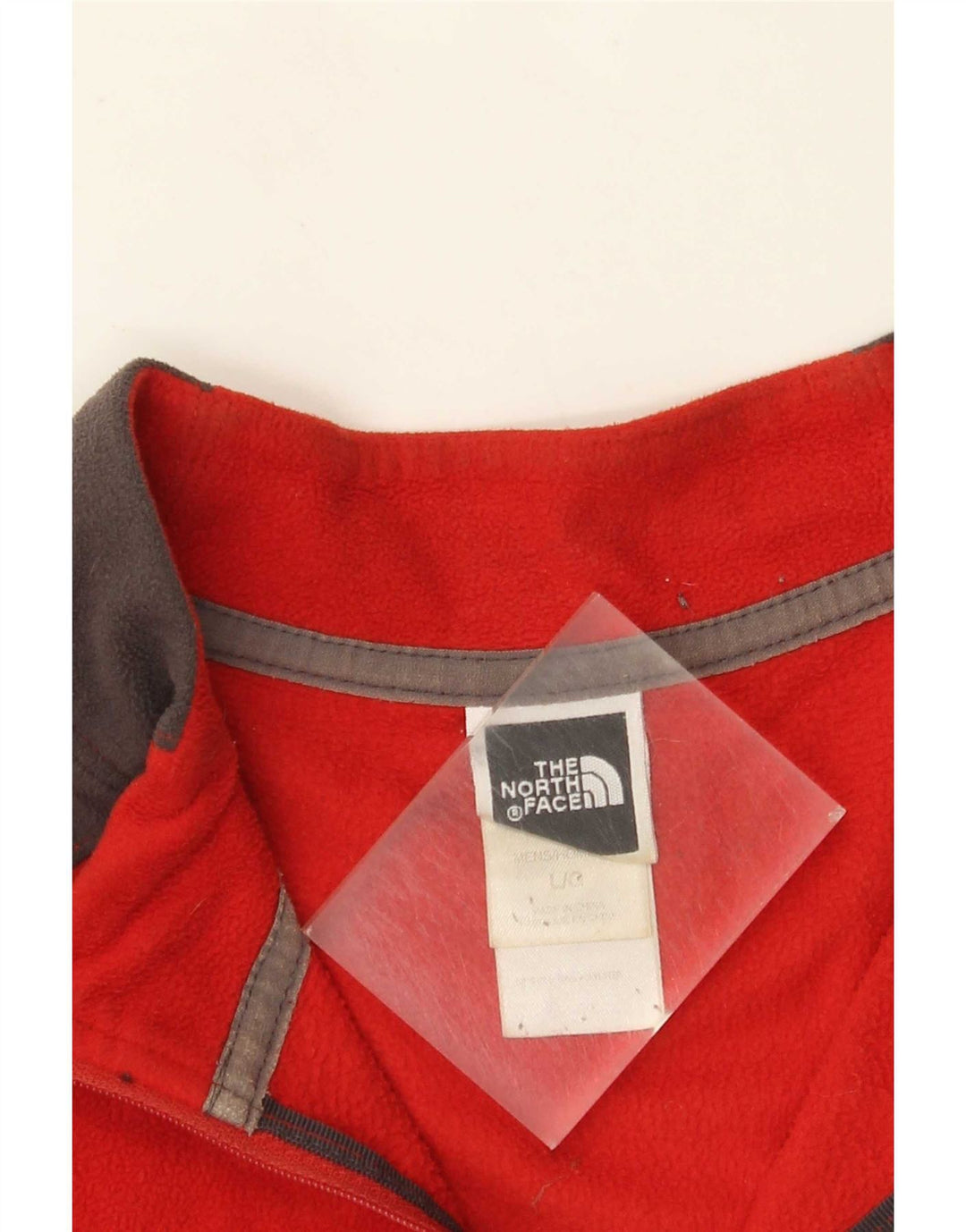 The North Face Mens Zip Neck Fleece Jumper Large Red Colourblock Polyester