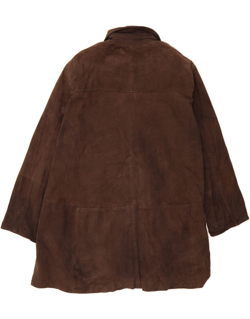 OLIVIERI LES MAREES Womens Suede Overcoat IT 46 Large Brown Vintage Olivieri Les Marees and Second-Hand Olivieri Les Marees from Messina Hembry 