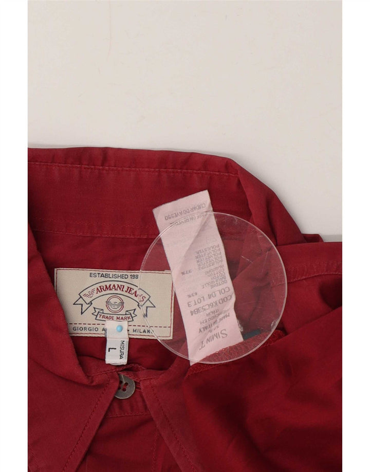 Armani Jeans Mens Shirt Large Red Cotton