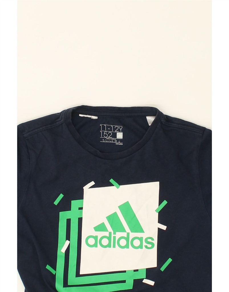 ADIDAS Boys Graphic T-Shirt Top 11-12 Years Medium  Navy Blue Cotton | Vintage Adidas | Thrift | Second-Hand Adidas | Used Clothing | Messina Hembry 