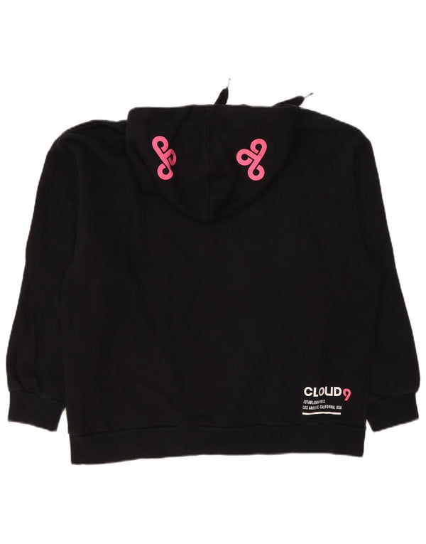 Puma Womens Graphic Oversized Hoodie Jumper UK 14 Medium Black Cotton