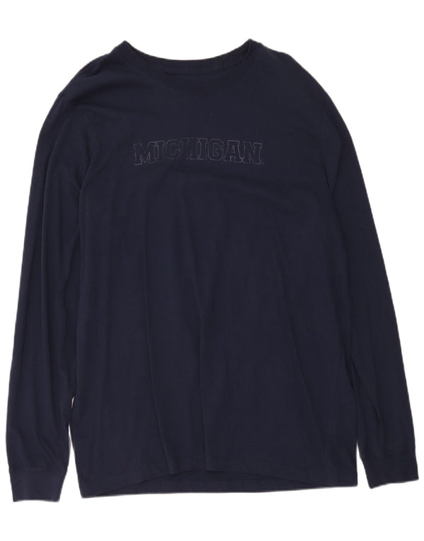 Nike Mens Michigan Graphic Top Long Sleeve XL Navy Blue Cotton