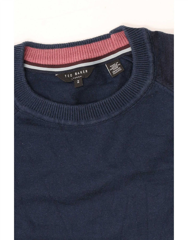 Ted Baker Mens Crew Neck Jumper Sweater Size 2 Small Navy Blue