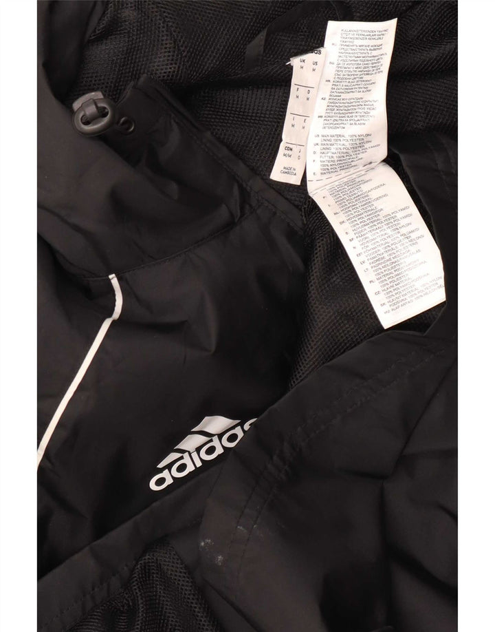 Adidas Mens Hooded Rain Jacket UK 38 Medium Black Nylon