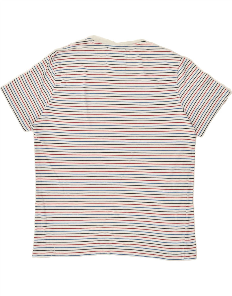 CREW CLOTHING Mens T-Shirt Top Large Multicoloured Striped Cotton | Vintage Crew Clothing | Thrift | Second-Hand Crew Clothing | Used Clothing | Messina Hembry 