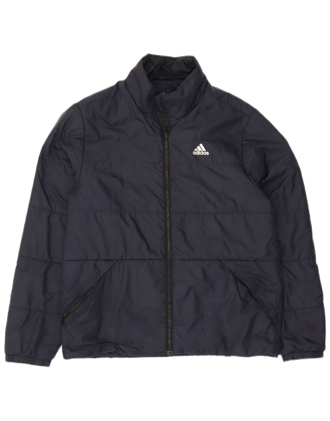 Adidas Mens Padded Jacket UK 38 Medium Navy Blue Polyester