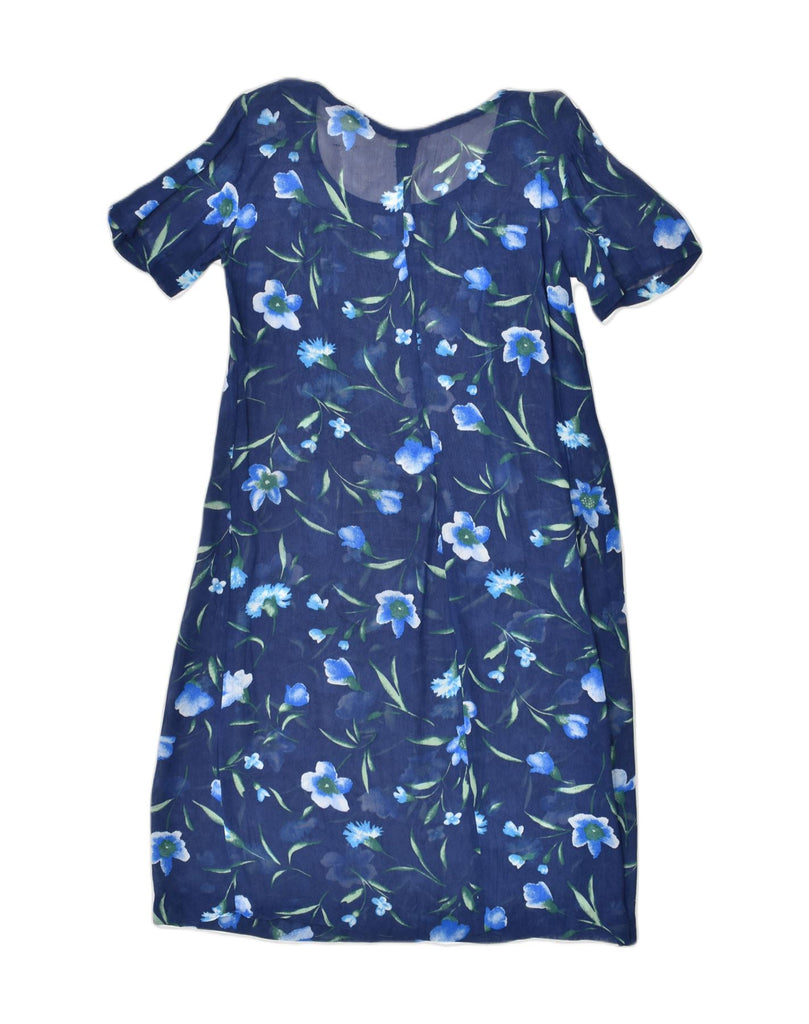 VINTAGE Womens Basic Dress UK 12 Medium Blue Floral Polyester | Vintage | Thrift | Second-Hand | Used Clothing | Messina Hembry 