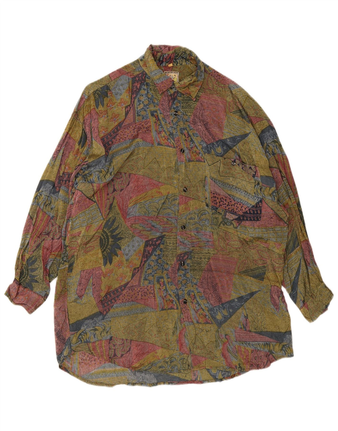 C&A Mens Shirt Size 39/40 Medium Multicoloured Geometric Viscose