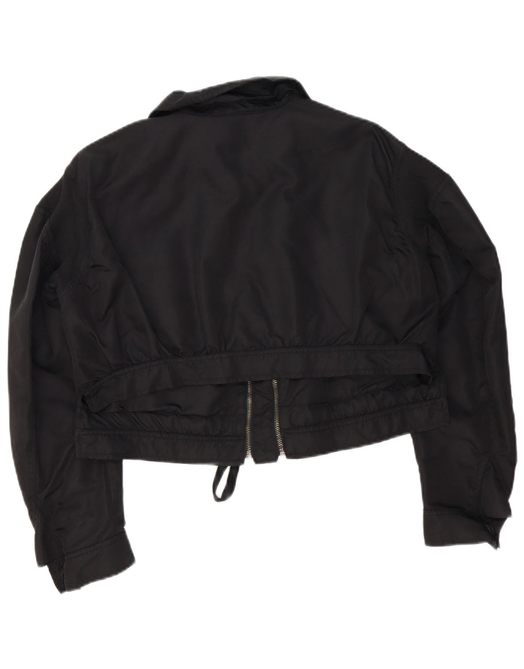 Zara Womens Crop Oversized Bomber Jacket UK 6 XS Black Polyamide