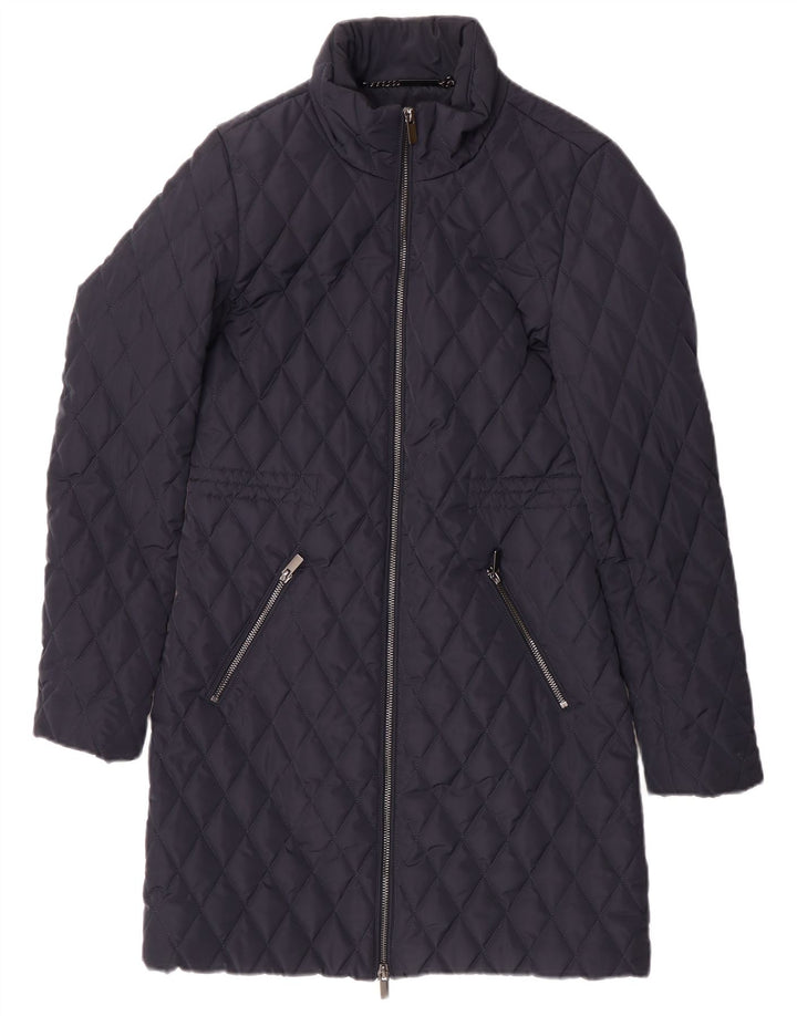 Hobbs Womens Quilted Padded Coat  UK 6 XS  Navy Blue Polyester