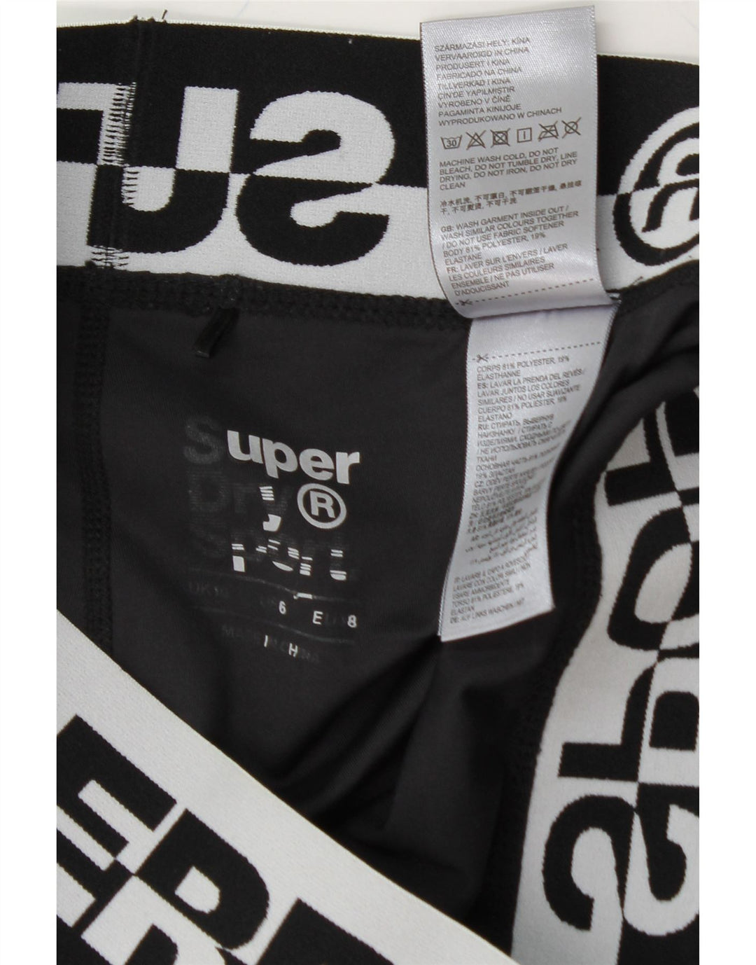 SUPERDRY Womens Graphic Leggings UK 10 Small  Black Polyester Vintage Superdry and Second-Hand Superdry from Messina Hembry 