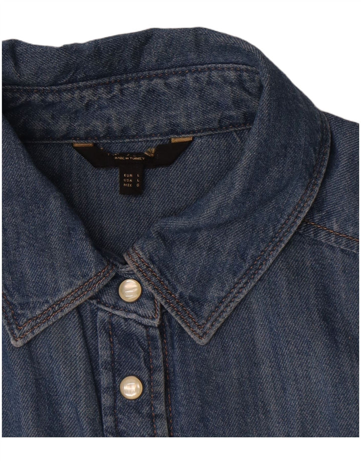 Vintage Womens Denim Shirt UK 16 Large Blue