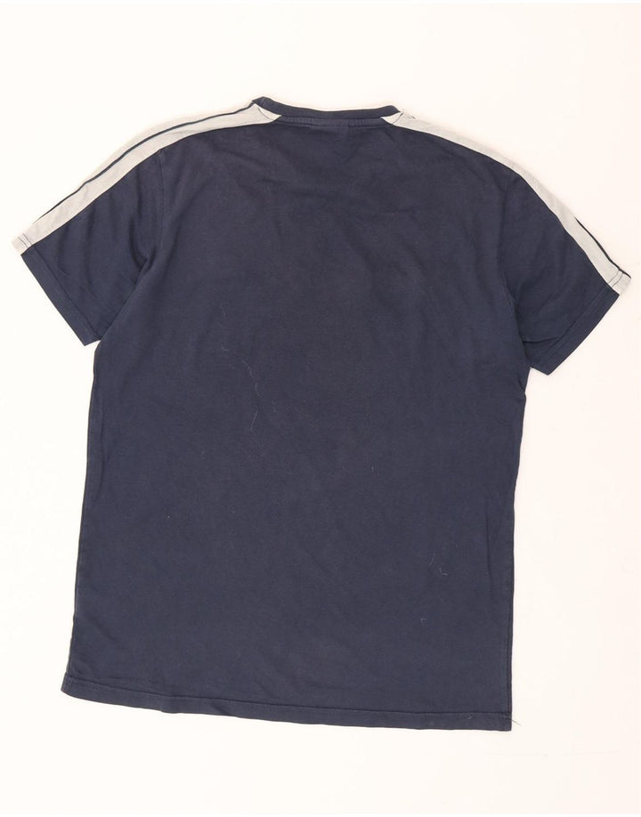 ELLESSE Mens T-Shirt Top Medium Navy Blue Colourblock Cotton
