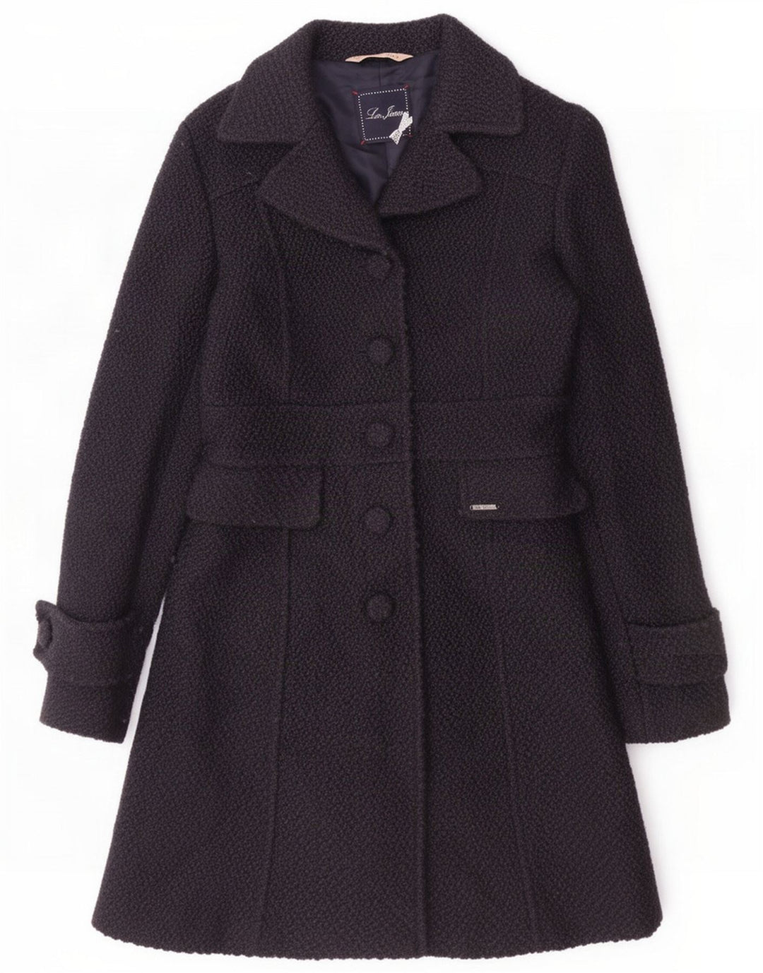 Liu Jo Womens Overcoat IT 40 Small Navy Blue Wool