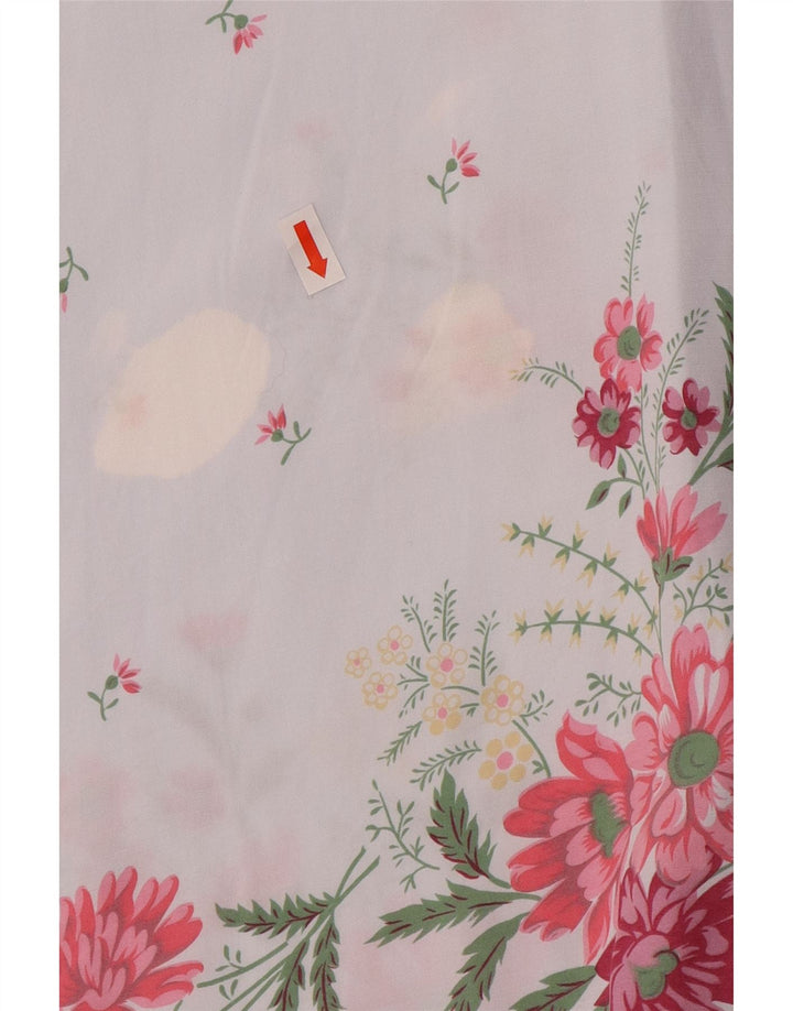 Benetton Womens Short Sleeve Shirt IT 46 Large Blue Floral Viscose