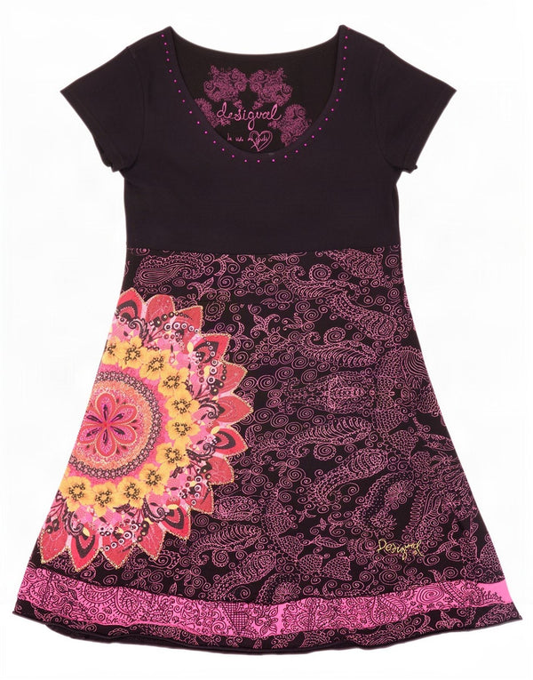 Desigual Womens Graphic A-Line Dress UK 12 Medium Purple Paisley