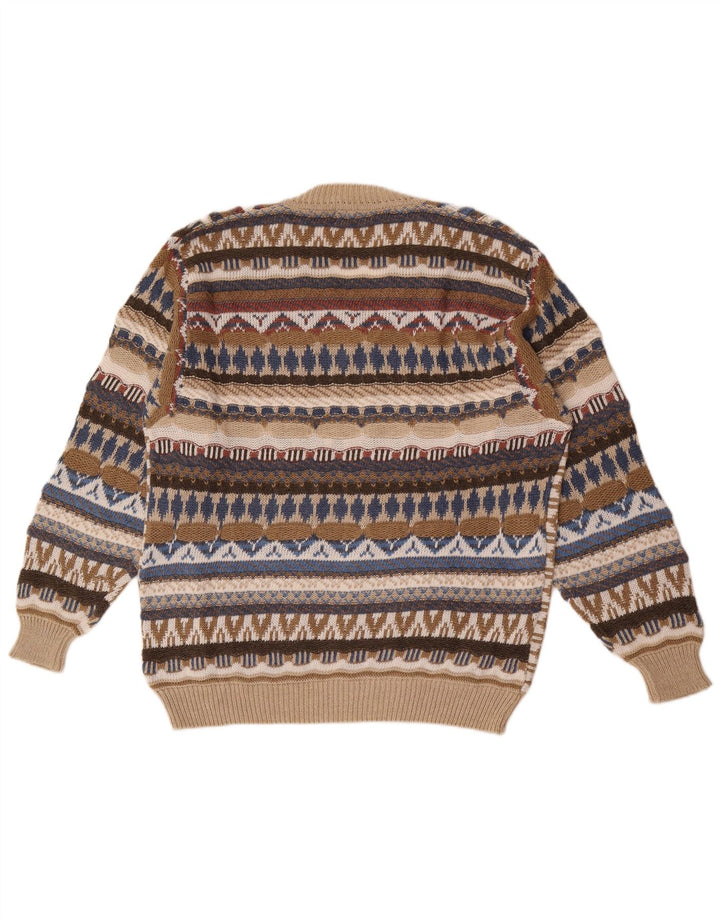 Sevres Mens V-Neck Jumper Sweater IT 50 Medium Multicoloured Geometric