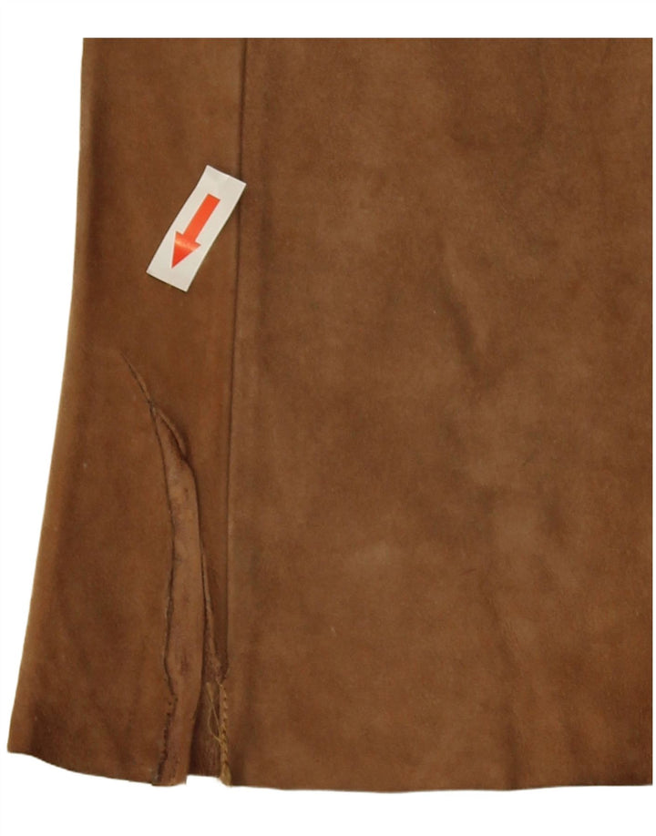 Vintage Womens Flare Suede Trousers W26 L26 Beige