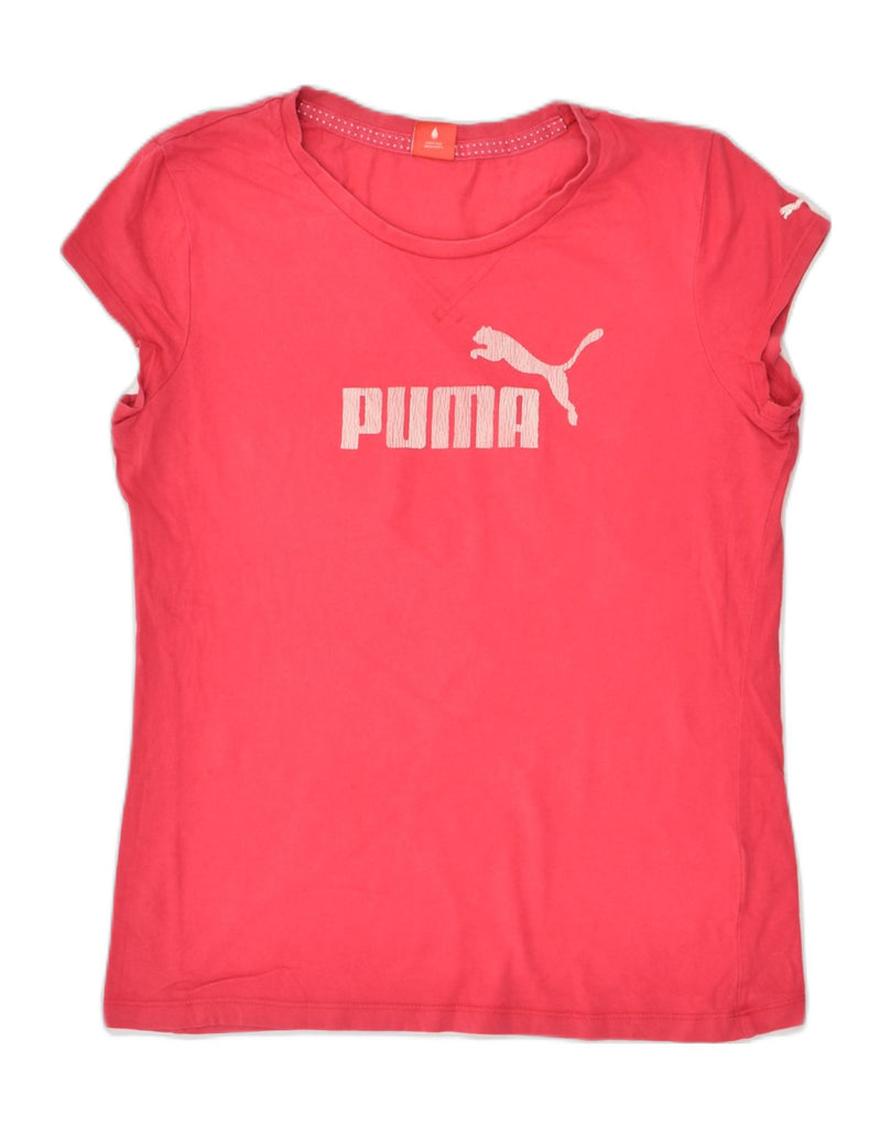 PUMA Womens Graphic T-Shirt Top UK 14 Medium Red Cotton | Vintage Puma | Thrift | Second-Hand Puma | Used Clothing | Messina Hembry 