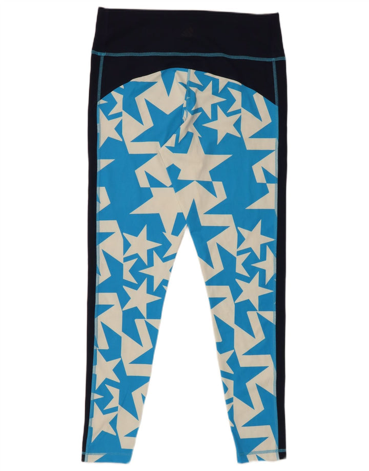 ADIDAS Womens Climalite Leggings UK 16/18 Large  Blue Geometric Polyester