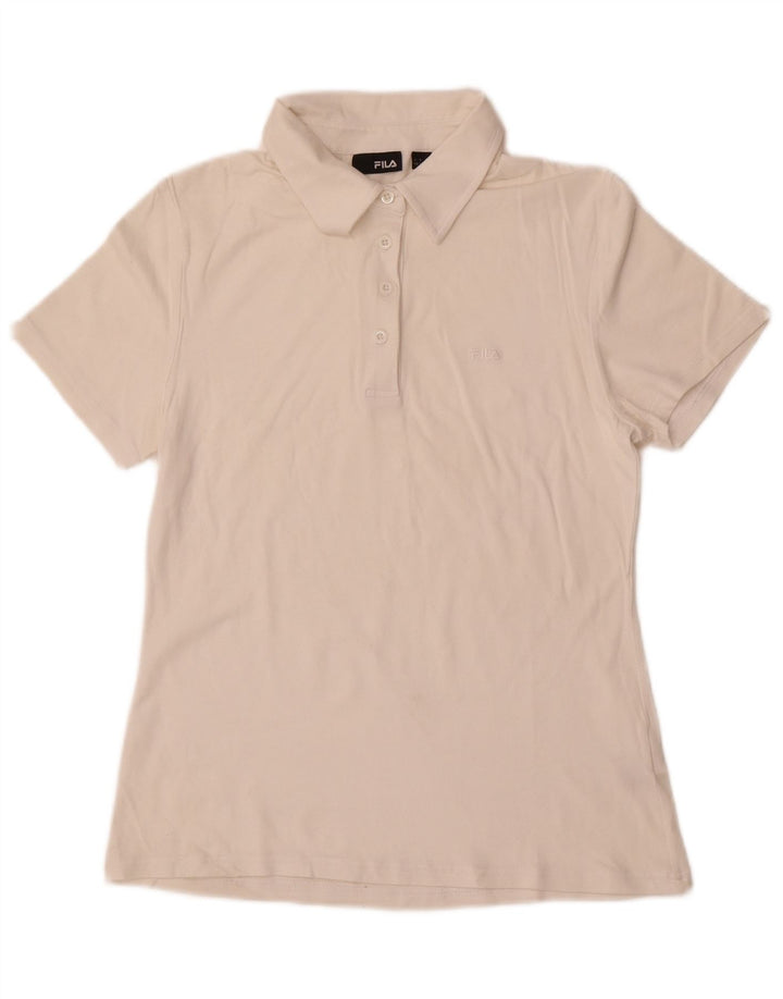 FILA Womens Polo Shirt UK 14 Large White Cotton