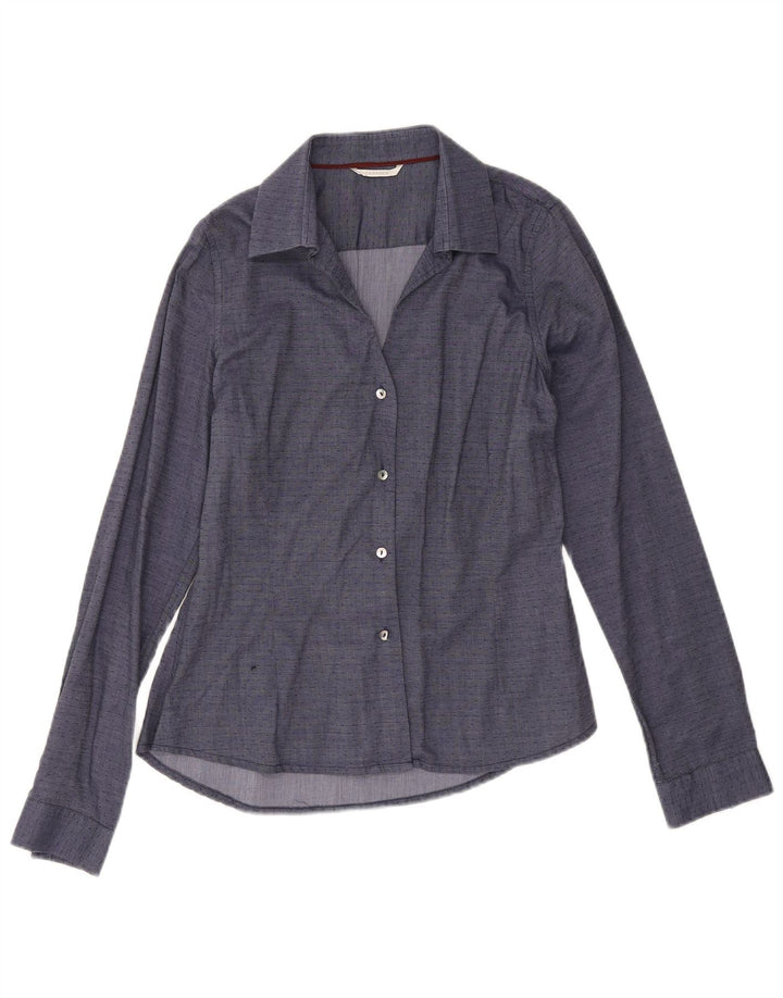 Carrera Womens Shirt UK 12 Medium Navy Blue Spotted