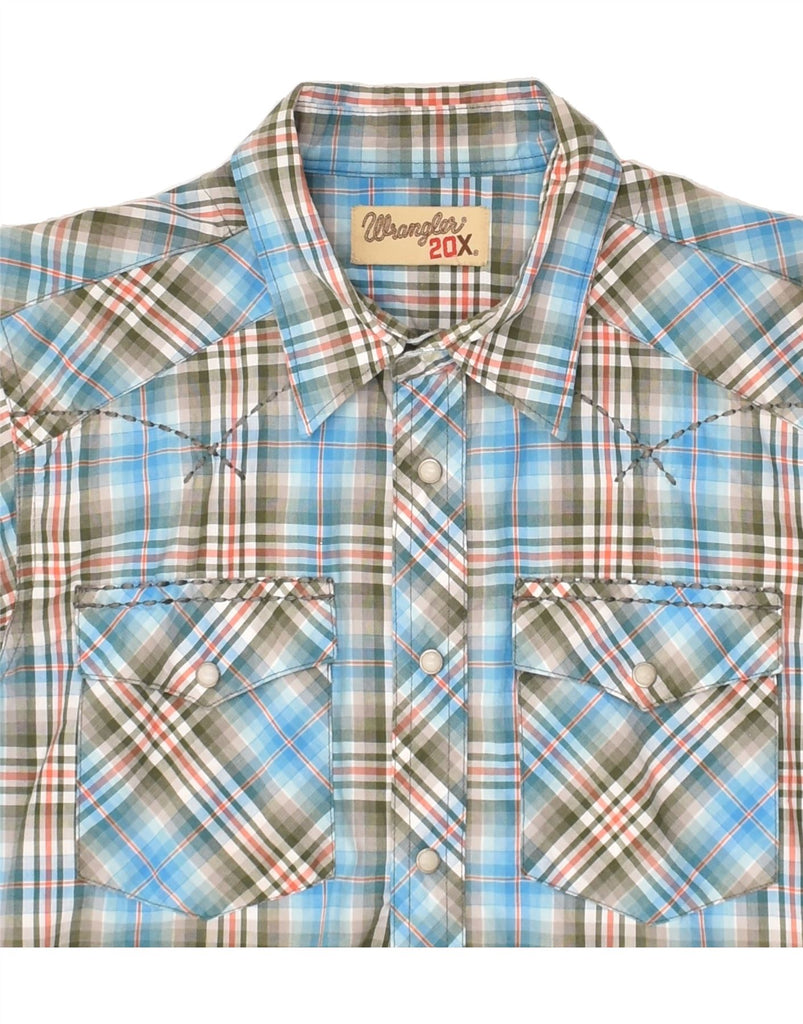 WRANGLER Boys Shirt 15-16 Years Blue Check Cotton | Vintage Wrangler | Thrift | Second-Hand Wrangler | Used Clothing | Messina Hembry 