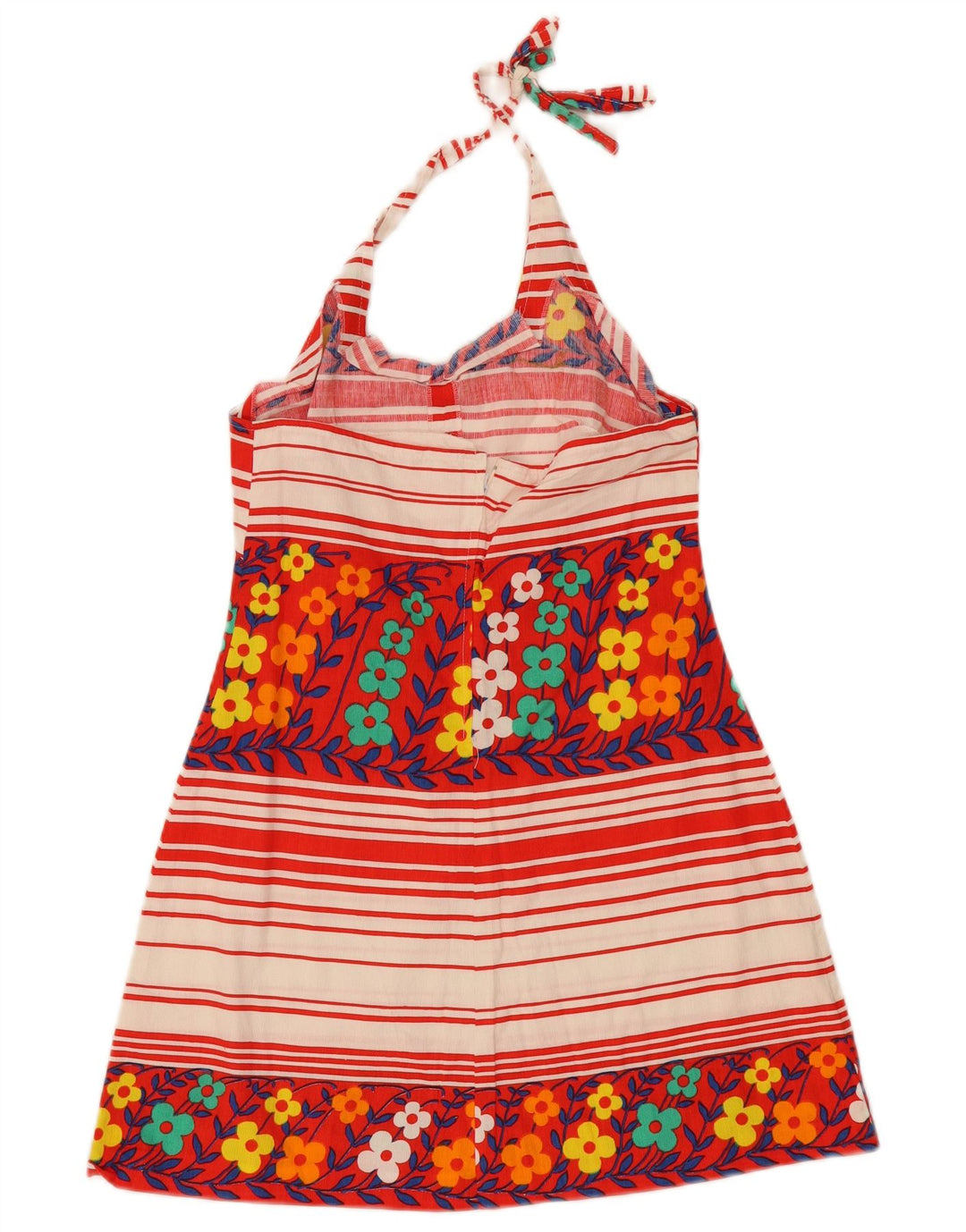 Vintage Womens Halter Dress UK 8 Small Multicoloured Floral