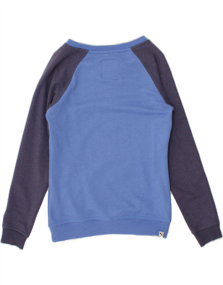 PUMA Womens Sweatshirt Jumper UK 10 Small Blue Colourblock Cotton Vintage Puma and Second-Hand Puma from Messina Hembry 