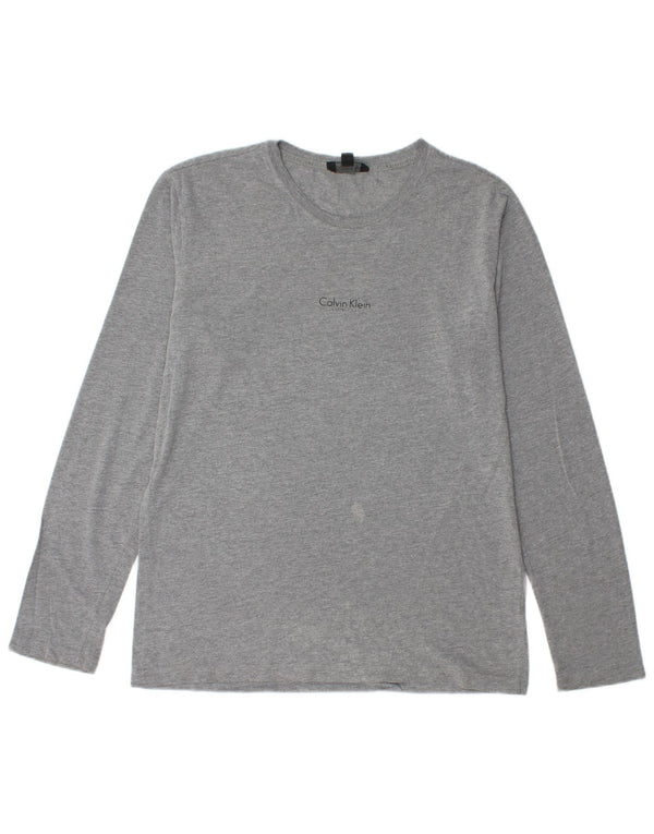 Calvin Klein Mens Top Long Sleeve Medium Grey Flecked