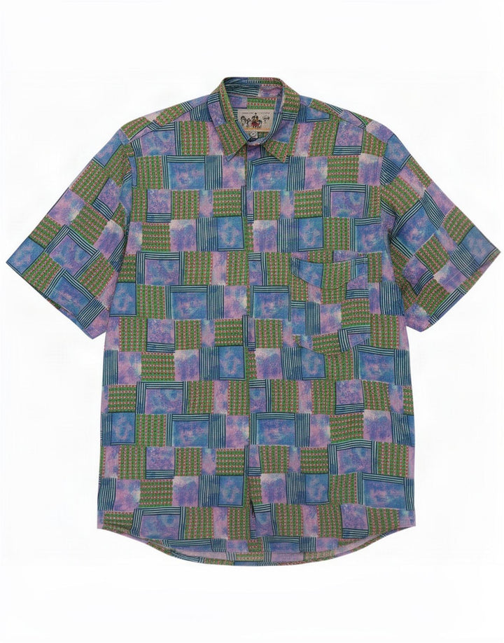 Azzurra Mens Short Sleeve Shirt Medium Multicoloured Patchwork